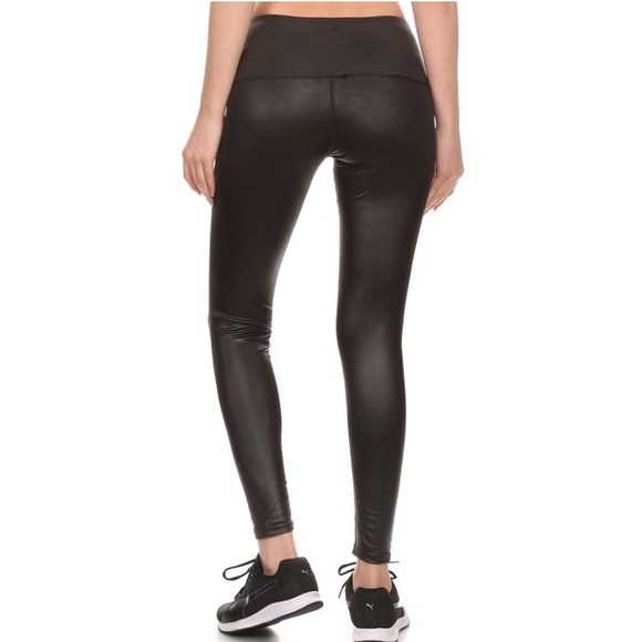High Waist Faux Leather Leggings - Picture 3 of 6